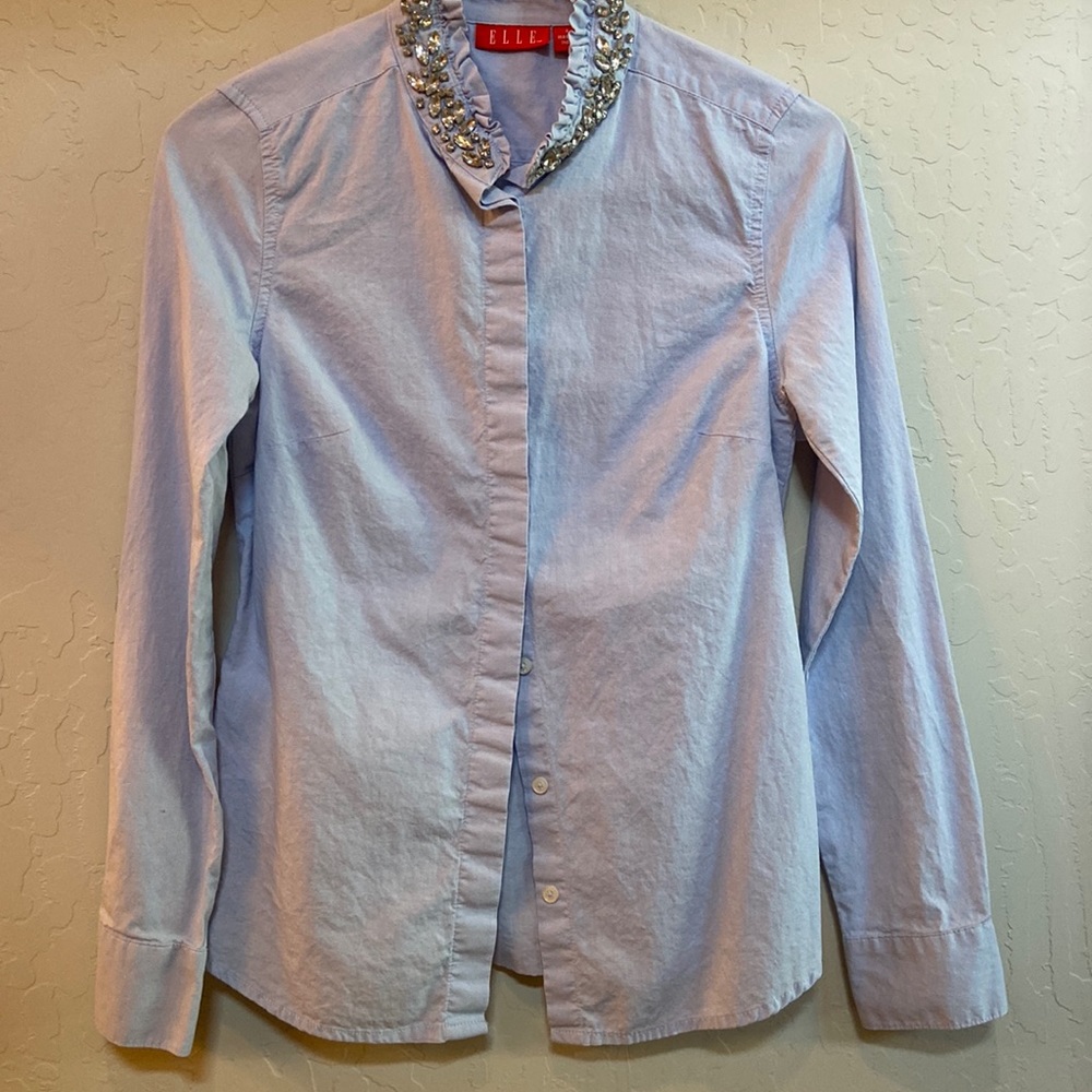 Elle button down shirt with embellished collar